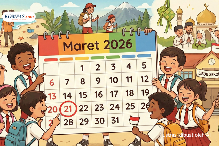 Ilustrasi Kalender Maret 2026: Tanggal Merah, Cuti Bersama, dan Libur Lebaran Sekolah