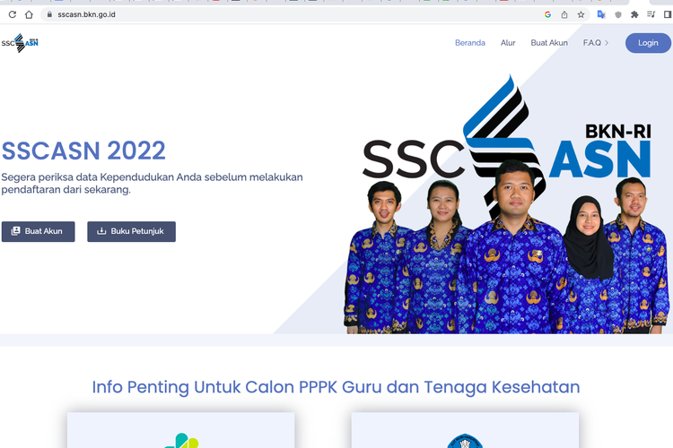 Laman sscasn bkn untuk pendaftaran calon PPPK guru 2022