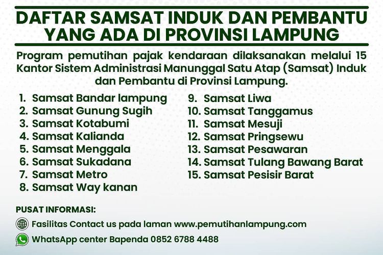 Daftar samsat Lampung