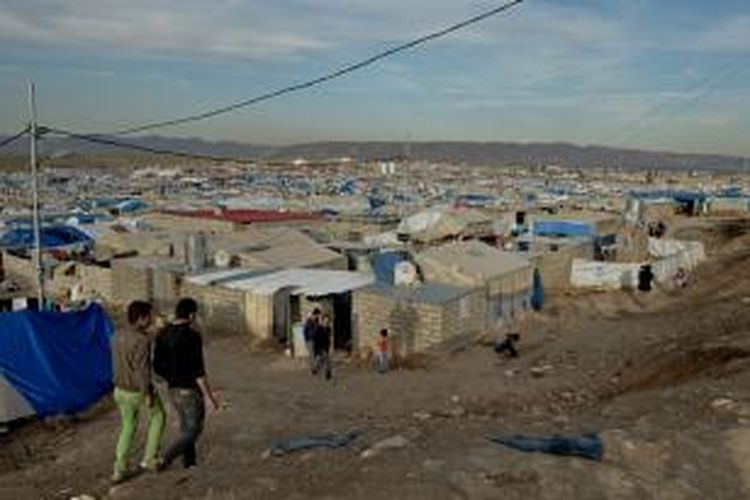 Kamp pengungsi Suriah di Domeez, Irak.