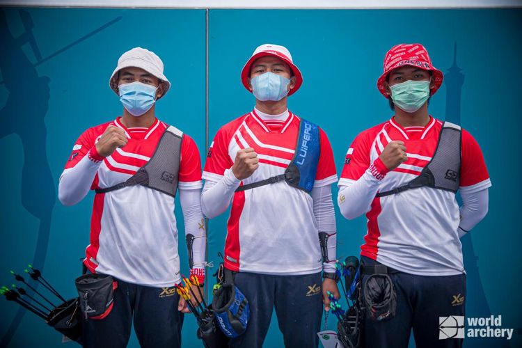Tim panahan putra Indonesia ketika mengikuti Final Olympic Qualification Tournament yang berlangsung di Paris, Perancis.