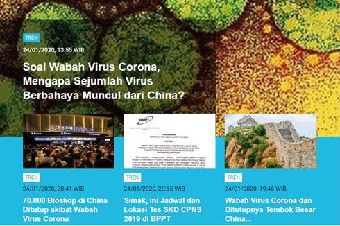 [POPULER TREN] Virus Corona di China | BMKG Warning Hujan Lebat
