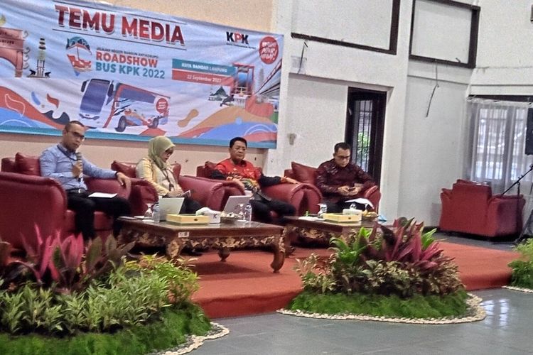 Acara Temu Media yang ditaja Komisi Pemberantasan Korupsi (KPK) yang melakukan roadshow ke Lampung, Kamis (22/9/2022). KPK menyorot Lampung rentan suap di bidang perizinan air tanah.
