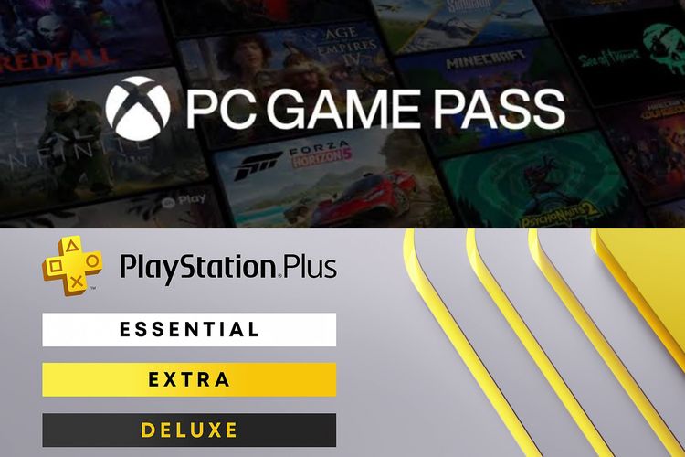 Ilustrasi PC Game Pass dan PS Plus.