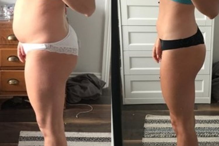 Transformasi berat badan Rachel Hosie pada Oktober 2018 dan Juni 2019