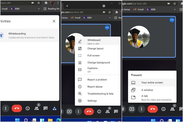 Menggunakan fitur Whiteboard dan Present di Google Meet.