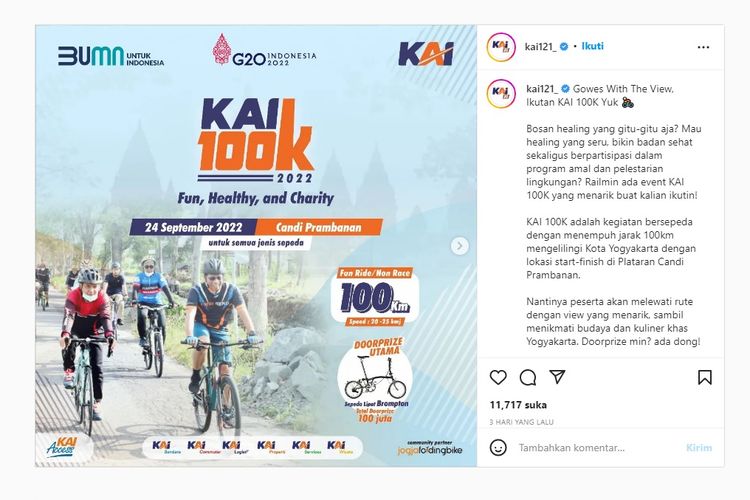 Gowes KAI 100K di Candi Prambanan 24 September 2022.