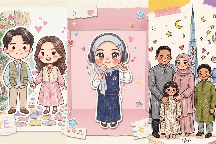 Viral Cara Edit Foto Jadi Kartun Mini Cute Crayon yang Estetik dan Unik Banget Pakai Prompt AI!