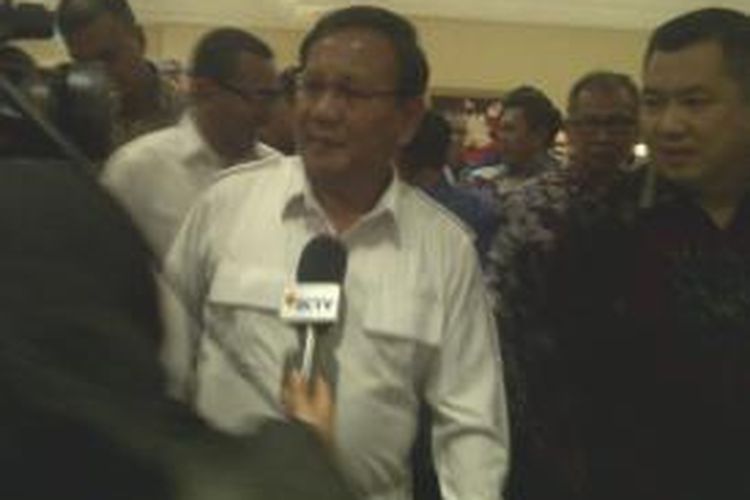 Ketua Dewan Pembina Partai Gerindra Prabowo Subianto menghadiri acara Munas IX Partai Demokrat di Hotel Westin, Nusa Dua, Bali, Minggu (30/11/2014).