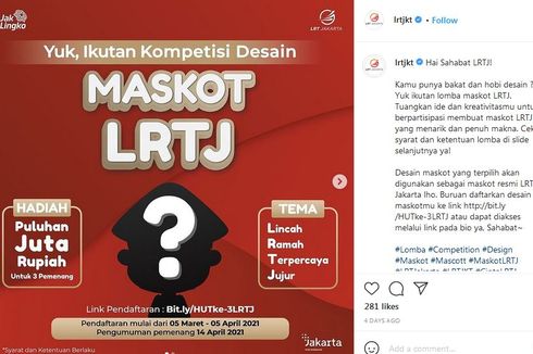 LRT Jakarta Buka Kompetisi Desain Maskot Berhadiah Puluhan Juta, Ini Syarat, Ketentuan, dan Cara Pendaftaran