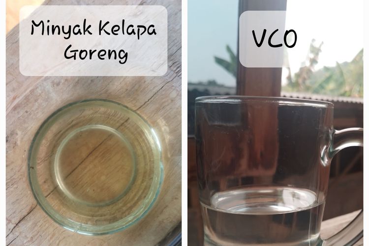 Perbedaan warna minyak kelapa goreng dengan virgin coconut oil