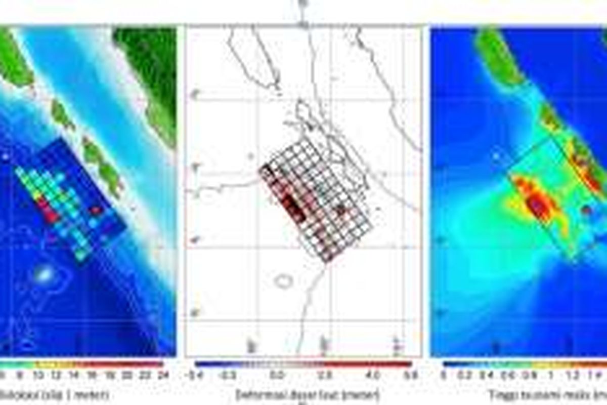 Distribusi dislokasi, deformasi, penjalaran tsunami dan tinggi tsunami maksimum akibat gempa Mentawai 2010 