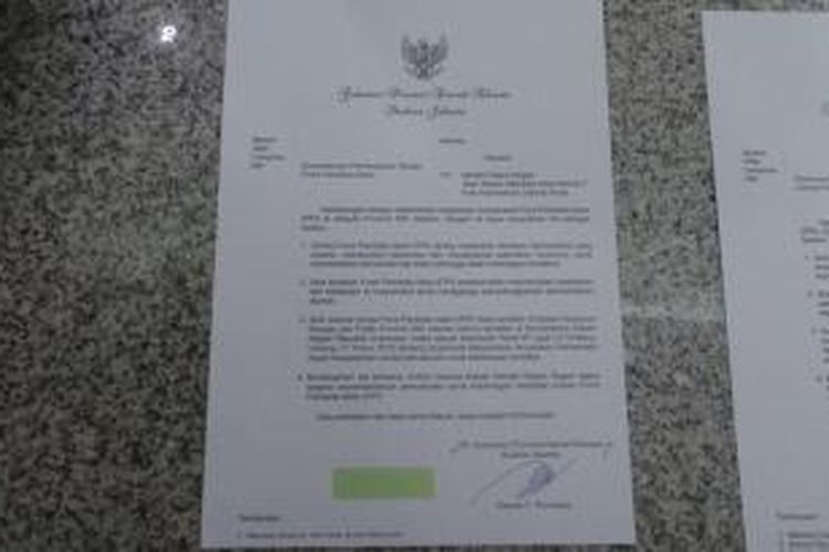 Surat rekomendasi Plt Gubernur DKI Jakarta Basuki Tjahaja Purnama soal pembubaran FPI kepada Menteri Hukum dan HAM Yasonna Laoly dan Menteri Dalam Negeri Tjahjo Kumolo.