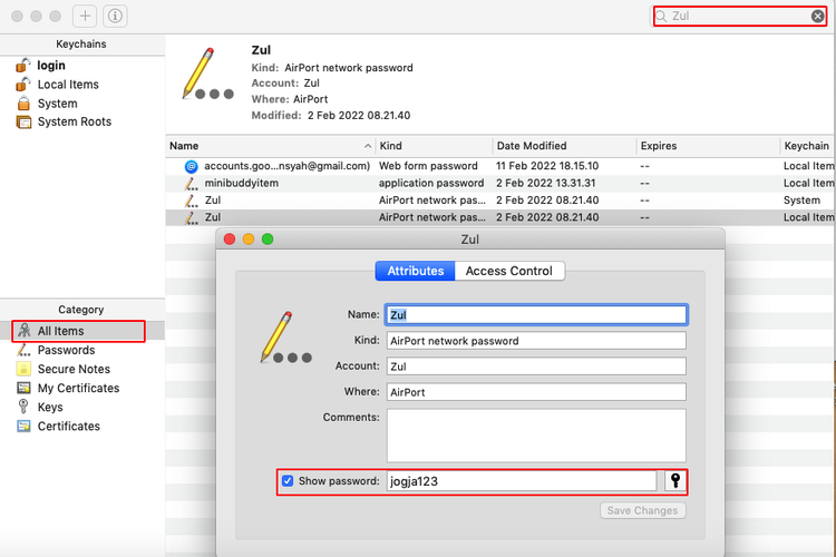 Ilustrasi cara melihat password WiFi di Macbook.