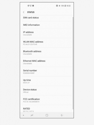 Screenshot Galaxy A8s yang tertera di dokumen sertifikasi FCC.