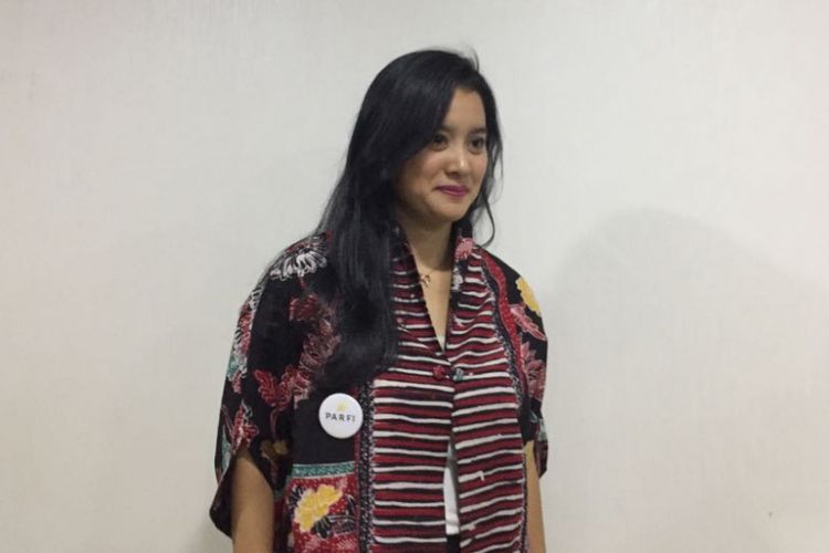 Marcella Zalianty di Kompleks Parlemen, Senayan, Selasa (4/4/2017).