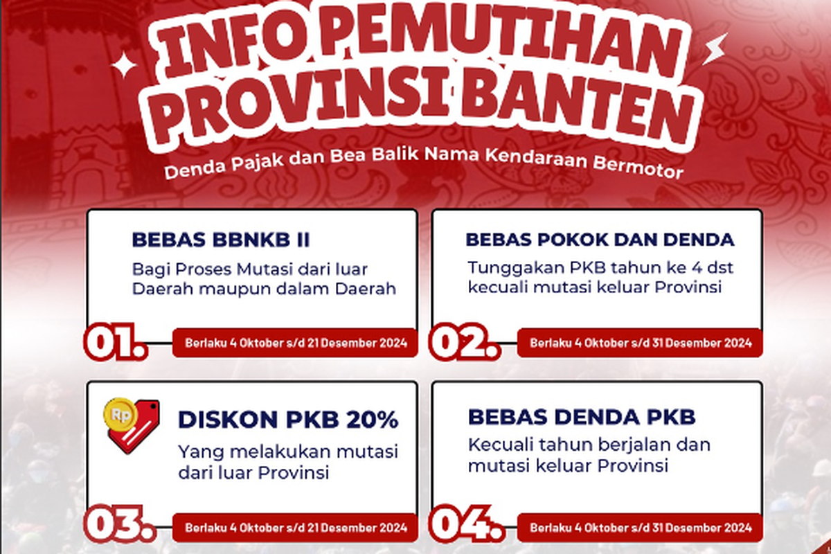 Pemutihan pajak kendaraan bermotor mulai 4 Oktober 2024