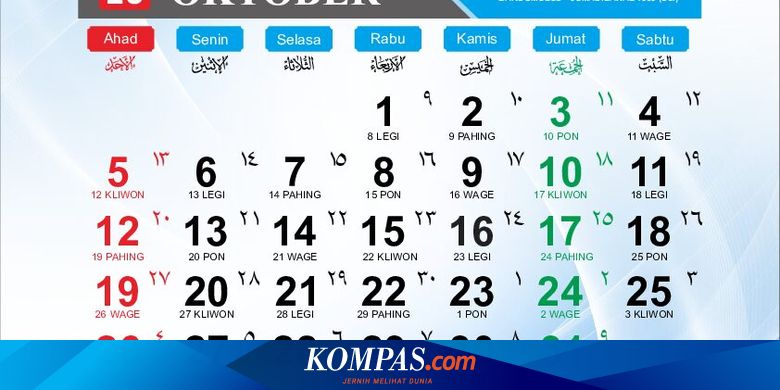 Kalender Oktober 2025, Ini Daftar Tanggal Merah dan Hari Penting