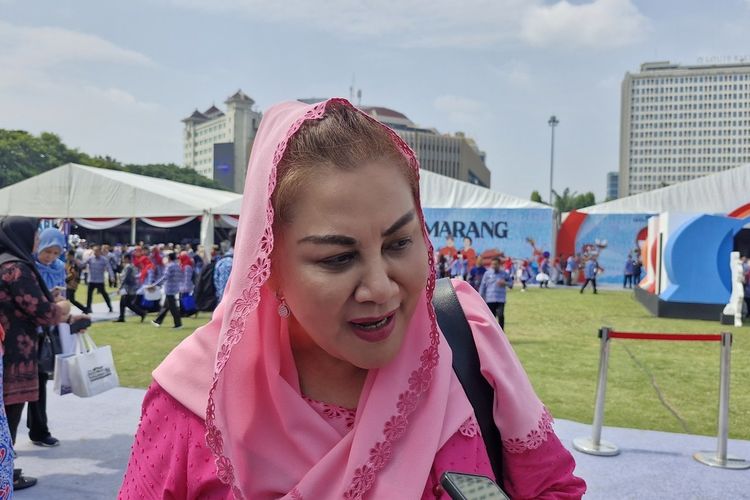 Wali Kota Semarang, Hevearita G Rahayu ditemui usai peringatan Hari Keluarga Nasional (Harganas) ke-31 di Simpang Lima, Kota Semarang, Sabtu (29/6/2024).