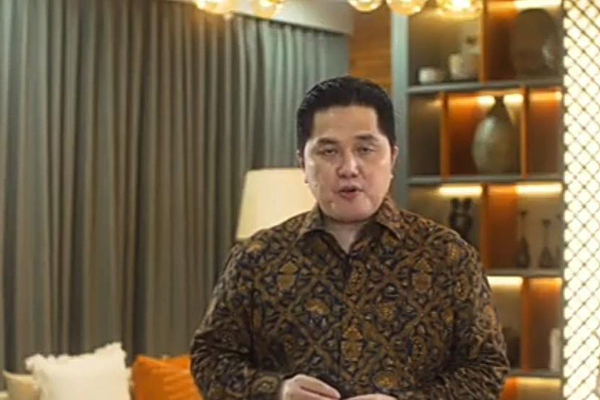 Menteri BUMN Erick Thohir dalam webinar yang diselenggarakan Fakultas Bisnis dan Ekonomika Universitas Islam Indonesia (UII), Sabtu (10/10/2020). (Tangkapan Layar)