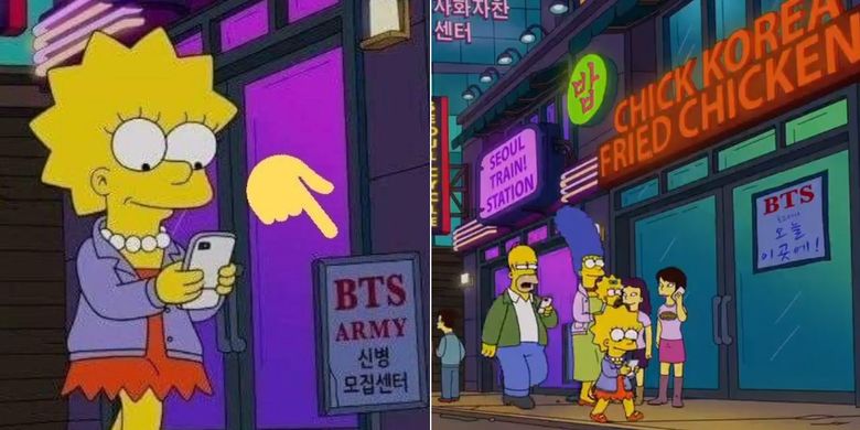 Nama BTS dan fandom mereka, ARMY, muncul dalam salah satu episode seri animasi The Simpsons.