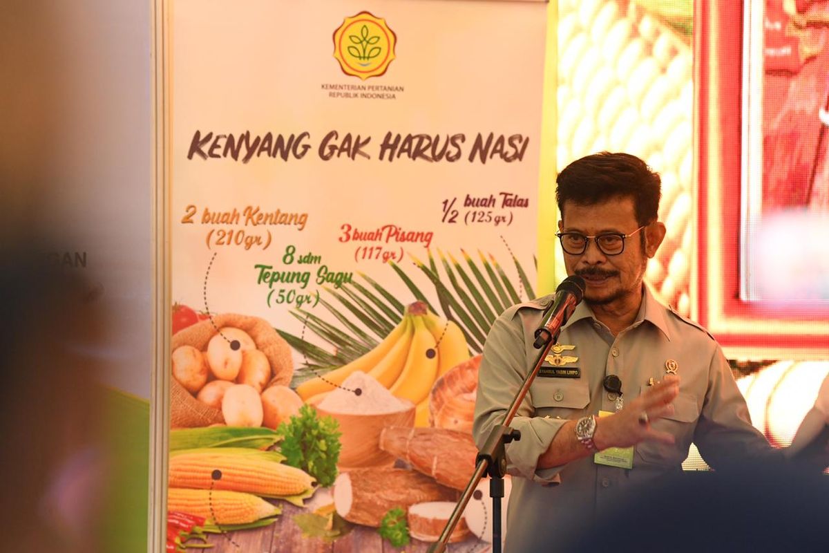 Menteri Pertanian Syahrul Yasin Limpo, saat melakukan Launching Marketplace dan Ekspose Usaha Mikro Kecil dan Menengah (UMKM) Pangan Lokal, di Summarecon Mall Bekasi.