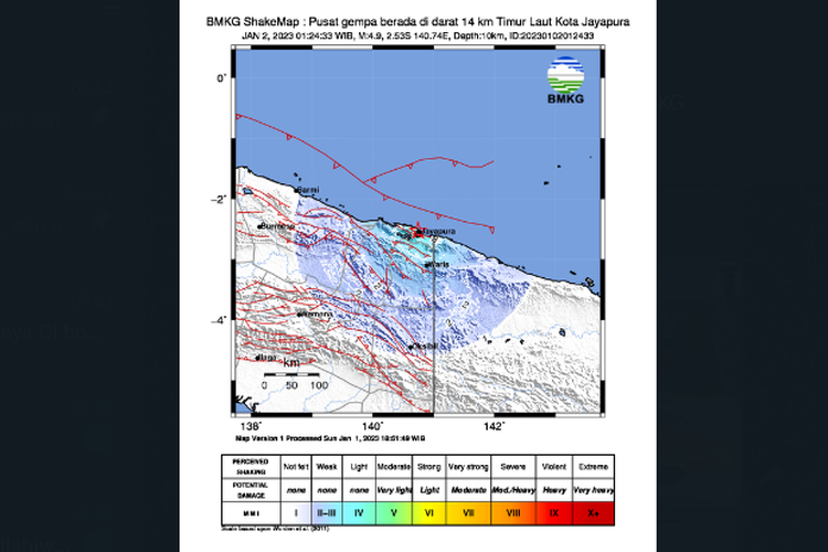 Analisis gempa bumi 4,9 Jayapura