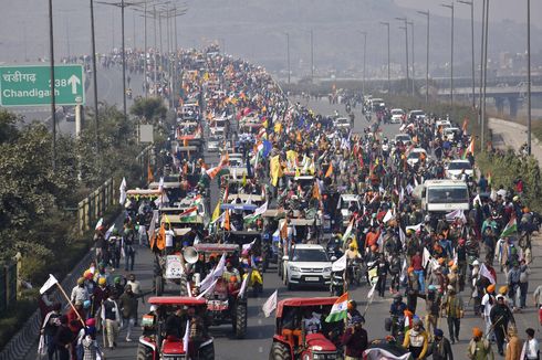 Genap 100 Hari Berdemo Tolak UU Pertanian, Petani India Blokade Jalan