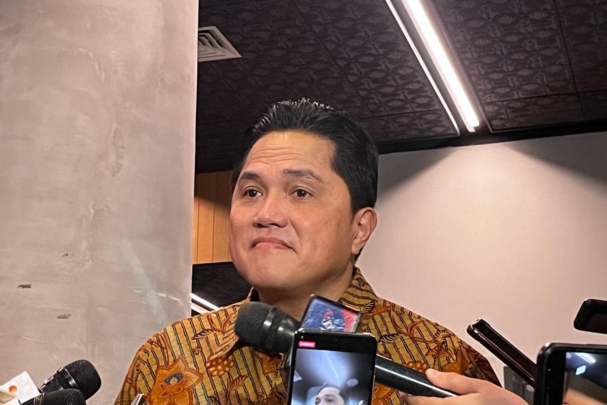 Menteri BUMN Erick Thohir saat ditemui usai acara Festival Hijriah di Taman Ismail Marzuki, Jakarta, Rabu (19/7/2023). 