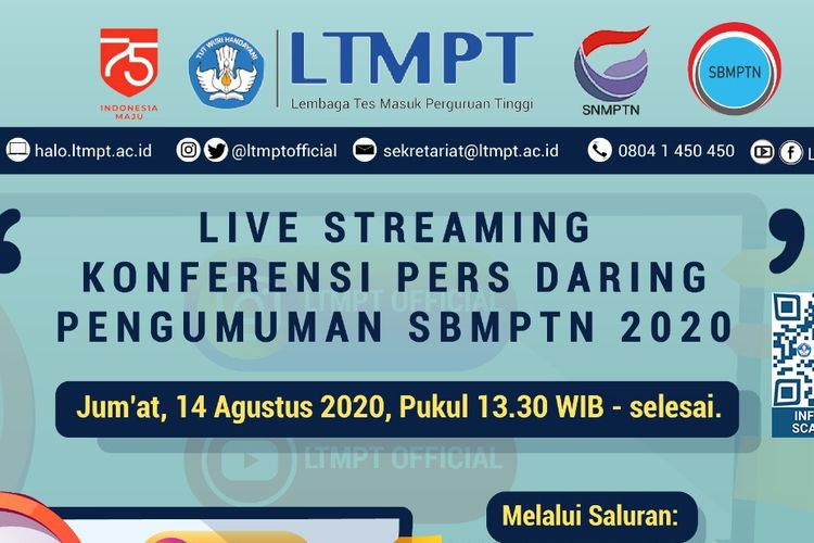 Ini Link Live Streaming Konpers Pengumuman Sbmptn 2020 Pukul 13 30 Wib Halaman All Kompas Com