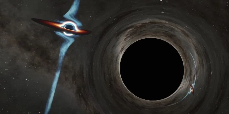 Ilustrasi dua lubang hitam supermasif di PKS 2131-021