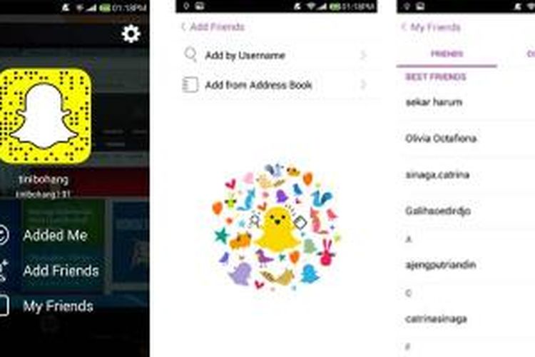 Mencari dan menambahkan teman di Snapchat