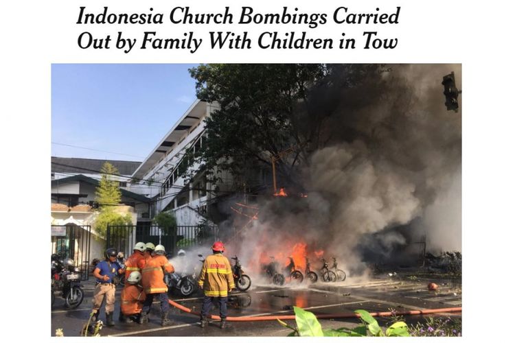 Bom Surabaya yang turur menyertakan anak-anak dalam aksi bom bunuh diri menjadi sorotan media asing,