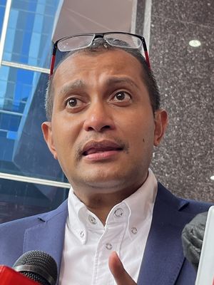 Wakil Menteri Hukum dan HAM (Wamenkumham) Edward Omar Sharif Hiariej atau Eddy Hiariej saat ditemui di Gadung Kemenkumham, Jakarta, Selasa (2/5/2023).