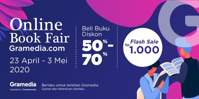 Gramedia.com menggelar Online Book Fair mulai 23 April hingga 3 Mei 2020. Masyarakat bisa mendapatkan beragam diskon hingga buku dengan harga mulai dari Rp1.000 hingga Rp150.000-an selama pameran Online Book Fair Gramedia.com.