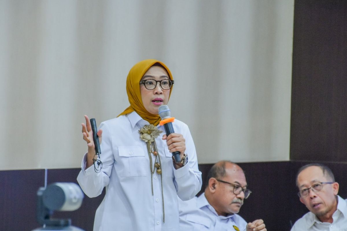 Dirjen Energi Baru Terbarukan dan Konservasi Energi (EBTKE) Kementerian ESDM Eniya Listiani Dewi saat acara temu media di Kantor EBTKE, Jakarta, Senin (9/9/2024). 