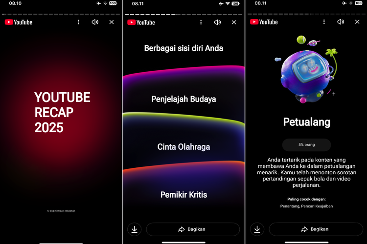 Ilustrasi cara cek kepribadian YouTube Recap 2025.