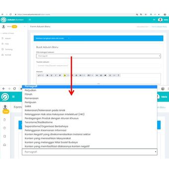 Tampilan menu buat aduan baru di situs aduan konten