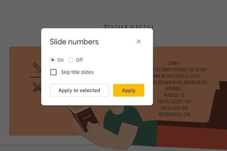 cara menambahkan slides number di google slides