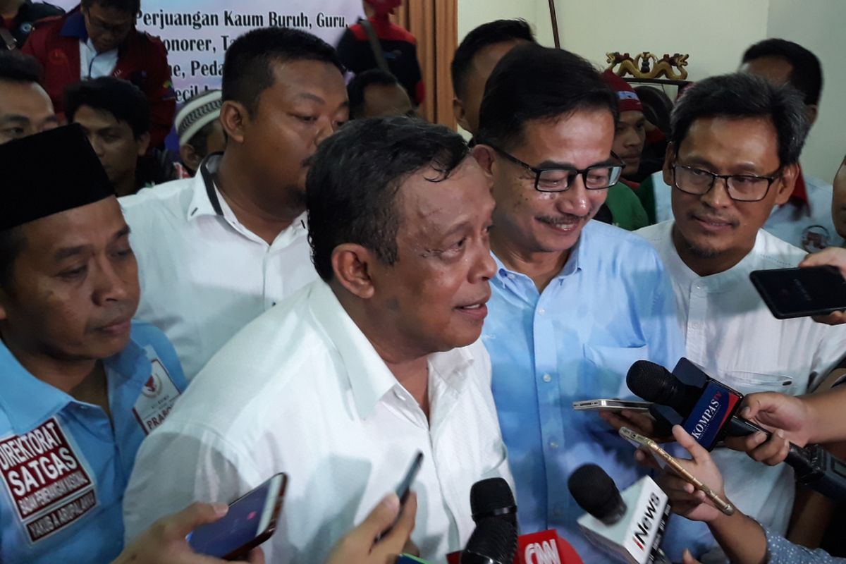 Ketua Tim Pemenangan pasangan capres-cawapres Prabowo Subianto dan Sandiaga Uno, Djoko Santoso di Gedung Joang 45, Jakarta Pusat, Jumat (23/11/2018). 