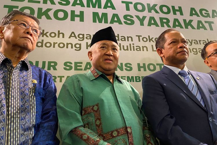 Mantan Ketua PP Muhammadiyah, Din Syamsudin, saat ditemui di Jakarta Selatan, Senin (22/9/2025). 