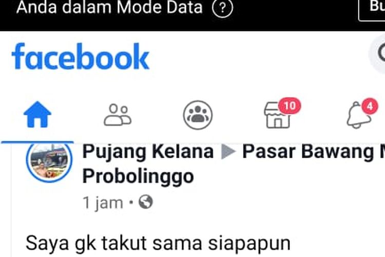 Screenshot postingan Facebook berisi penghinaan terhadap Bupati dan Presiden RI. 