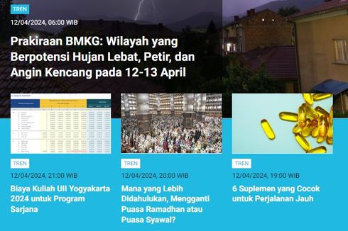 [POPULER TREN] Wilayah yang Berpotensi Cuaca Ekstrem 12-13 April 2024 | Air Rebusan untuk Menurunkan Kolesterol Usai Lebaran