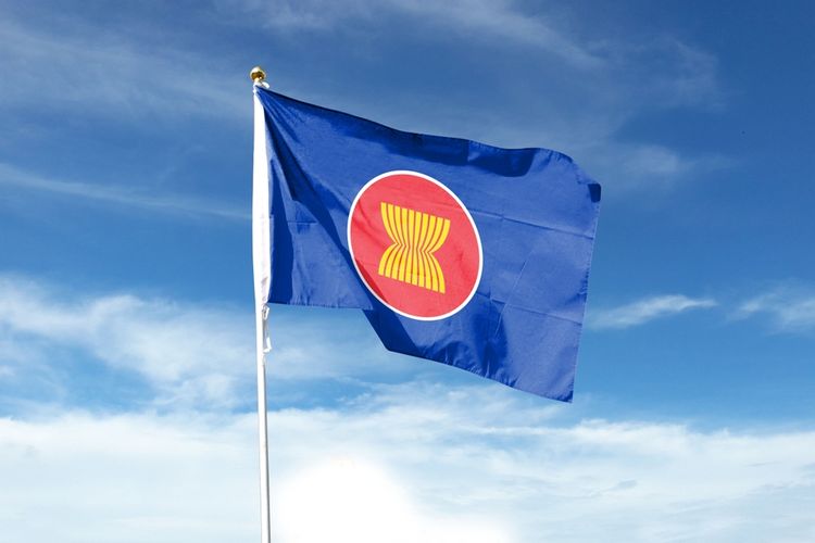 Ilustrasi bendera ASEAN, logo ASEAN. 