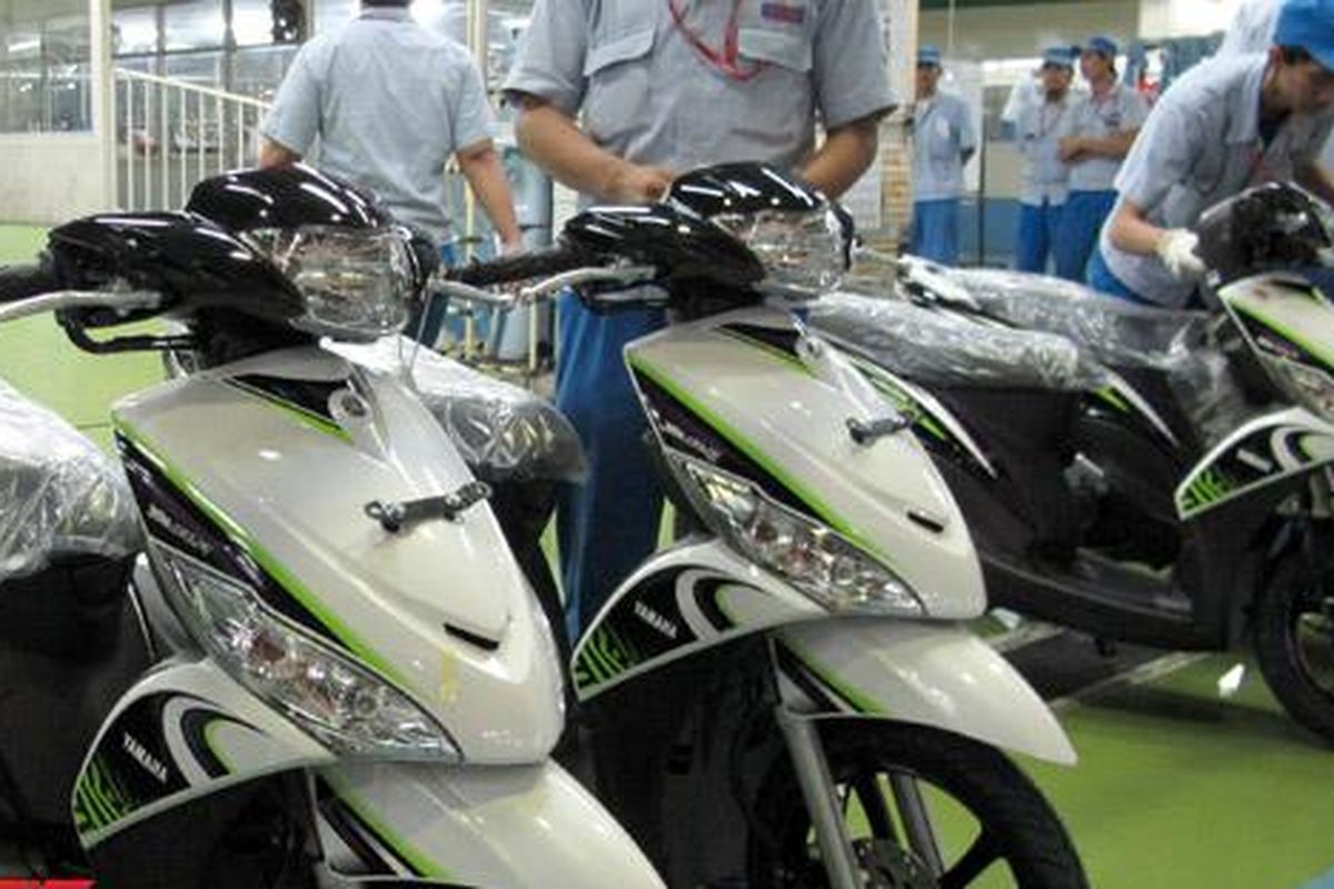 Produksi Yamaha Mio di pabrik Yamaha Karawang.