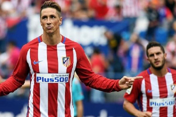 Fernando Torres mencetak brace pertamanya pada periode kedua di Atletico Madrid saat menghadapi Sporting Gijon, Sabtu (17/9/2016).