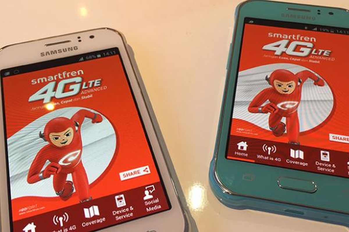 Ponsel Samsung Galaxy J1 ACE VE yang dipaketkan Smartfren dalam bundling kartu perdana 4G LTE