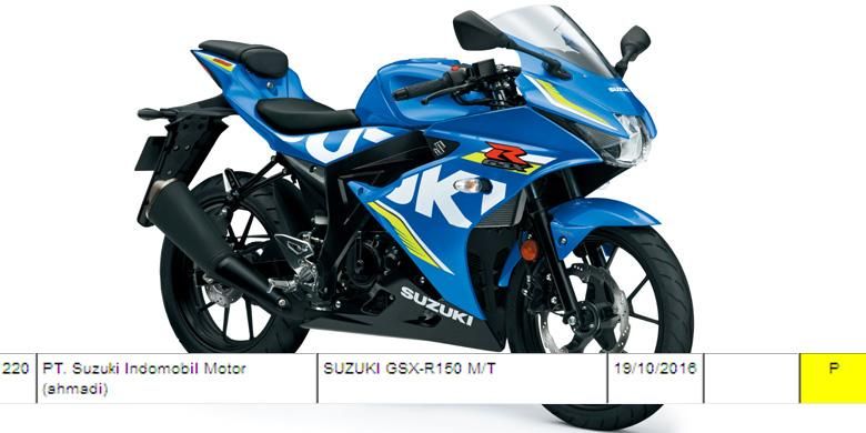 Suzuki GSX-R125 dan dokumen uji tipe Kementerian Perindustrian untuk GSX-R150.