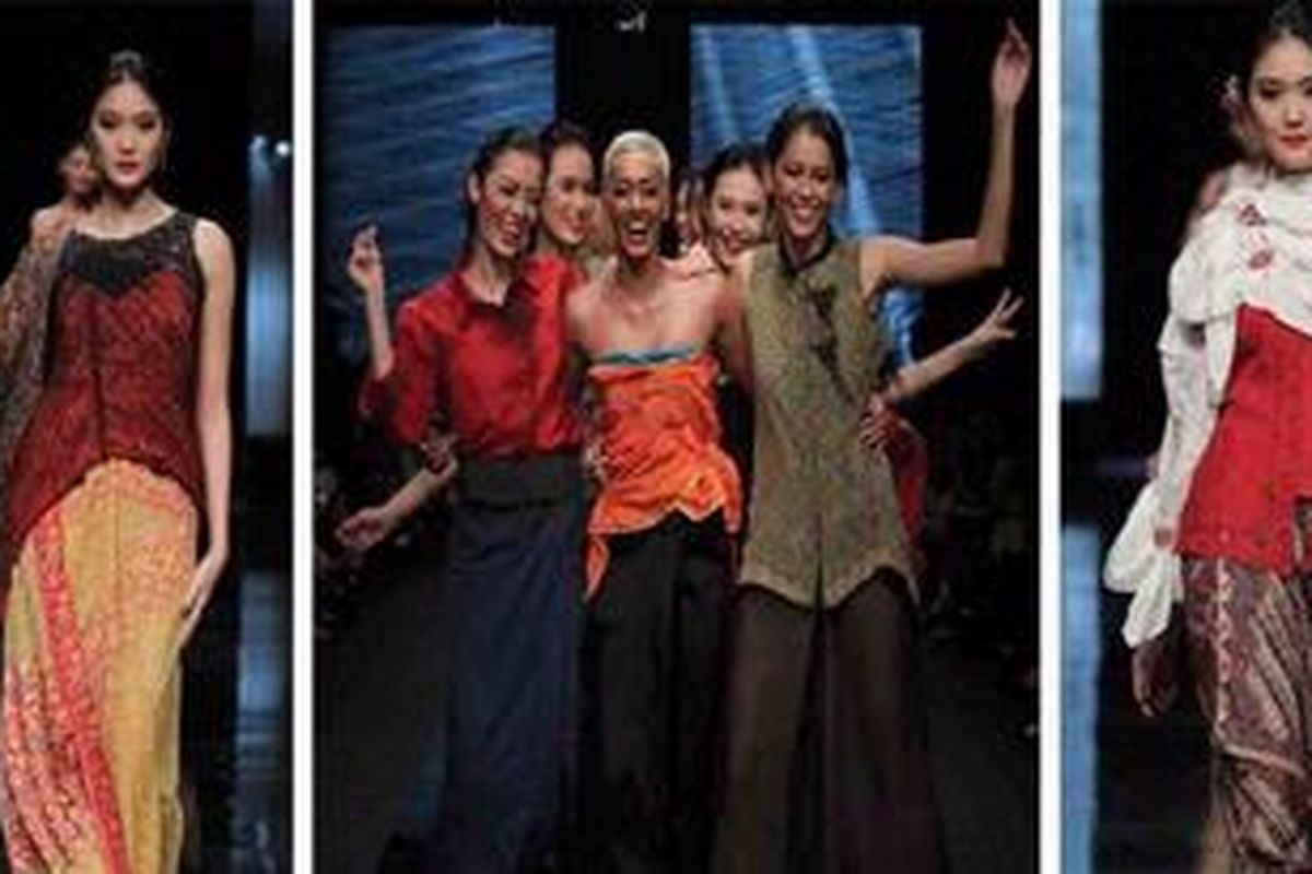 Koleksi Bin House dalam rancangan yang anggun maupun yang dinamis, ditampilkan di Jakarta Fashion Week 2012, Pacific Place, Jakarta, Selasa (15/11/2011) lalu.