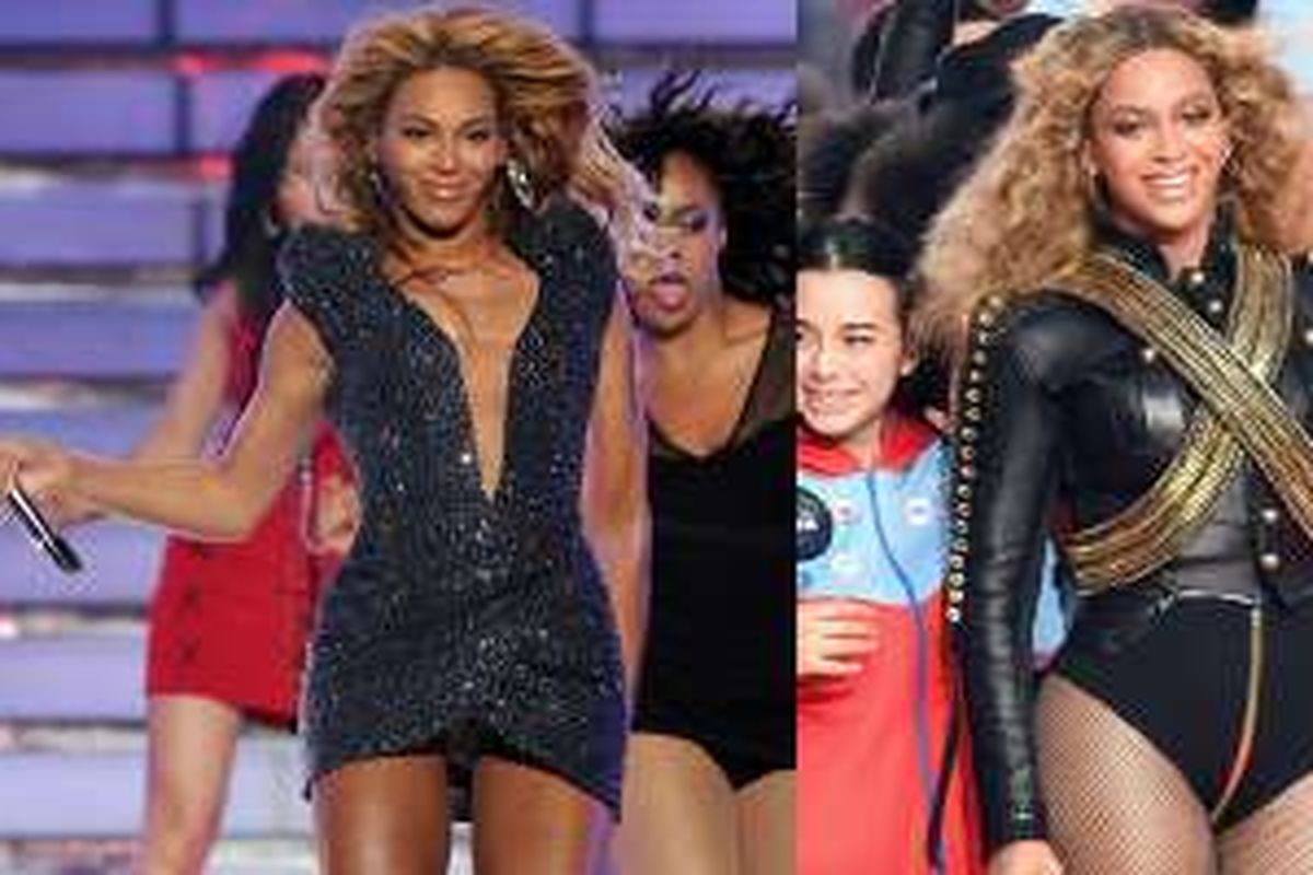 (ki-ka) Bentuk paha Beyonce di tahun 2011, dan bentuk paha Beyonce di tahun 2015. 